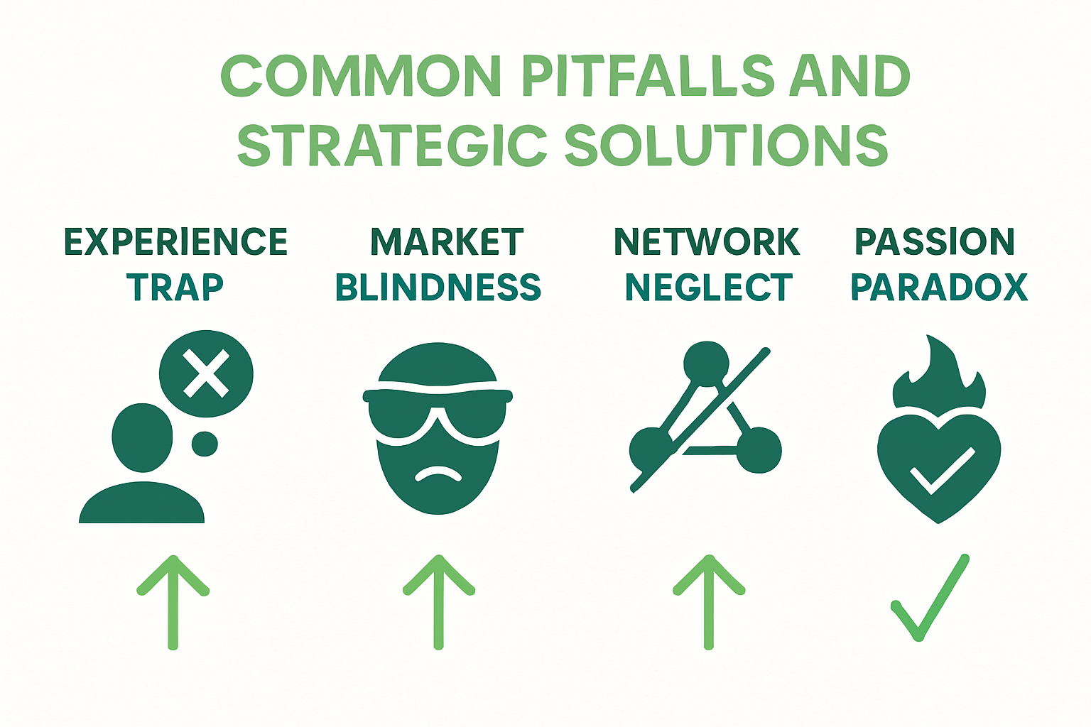 Infographic showing common founder market fit pitfalls and solutions