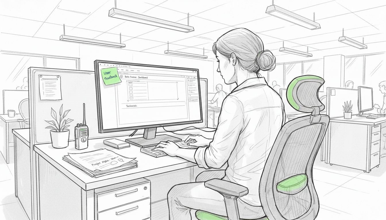 Developer testing MVP software in office