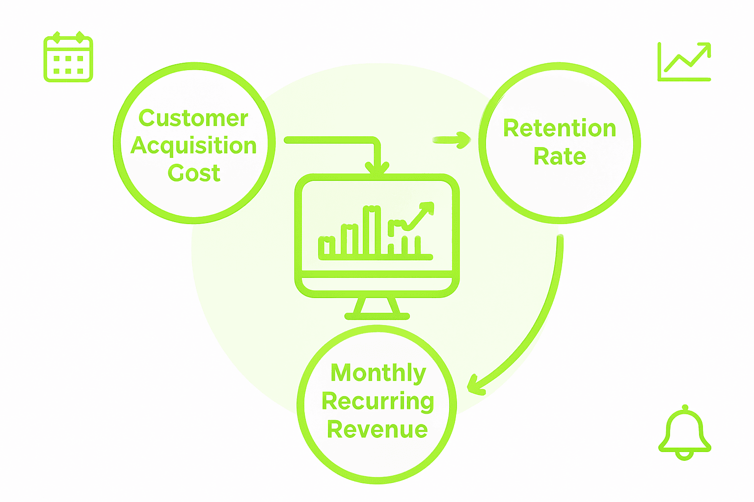 Infographic dashboard tracking startup metrics