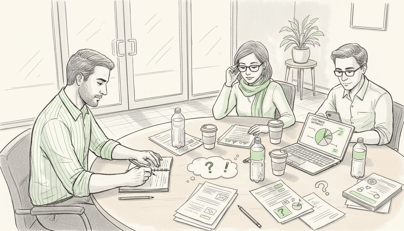 Entrepreneurs discussing product validation results