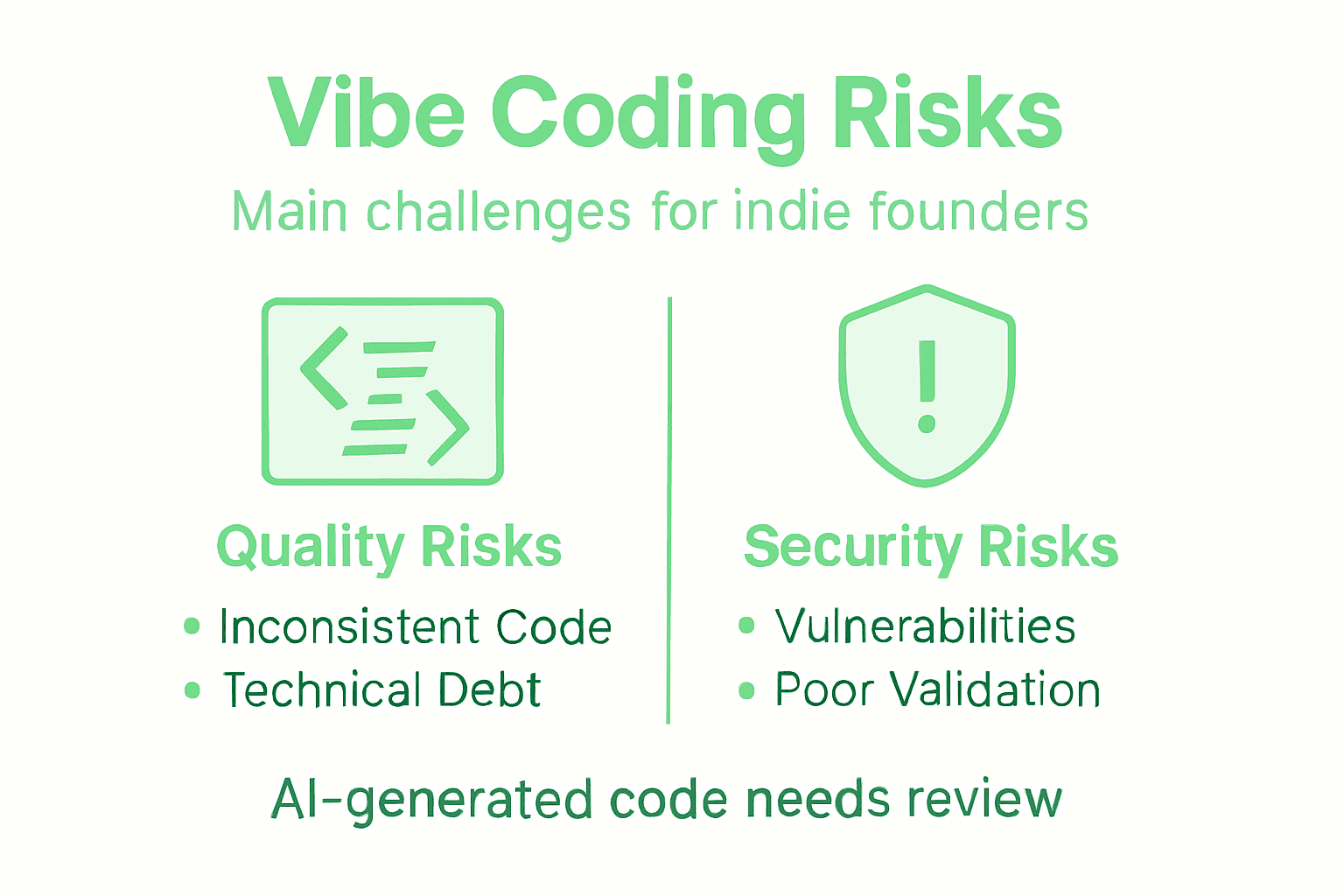 Infographic showing vibe coding risks and categories