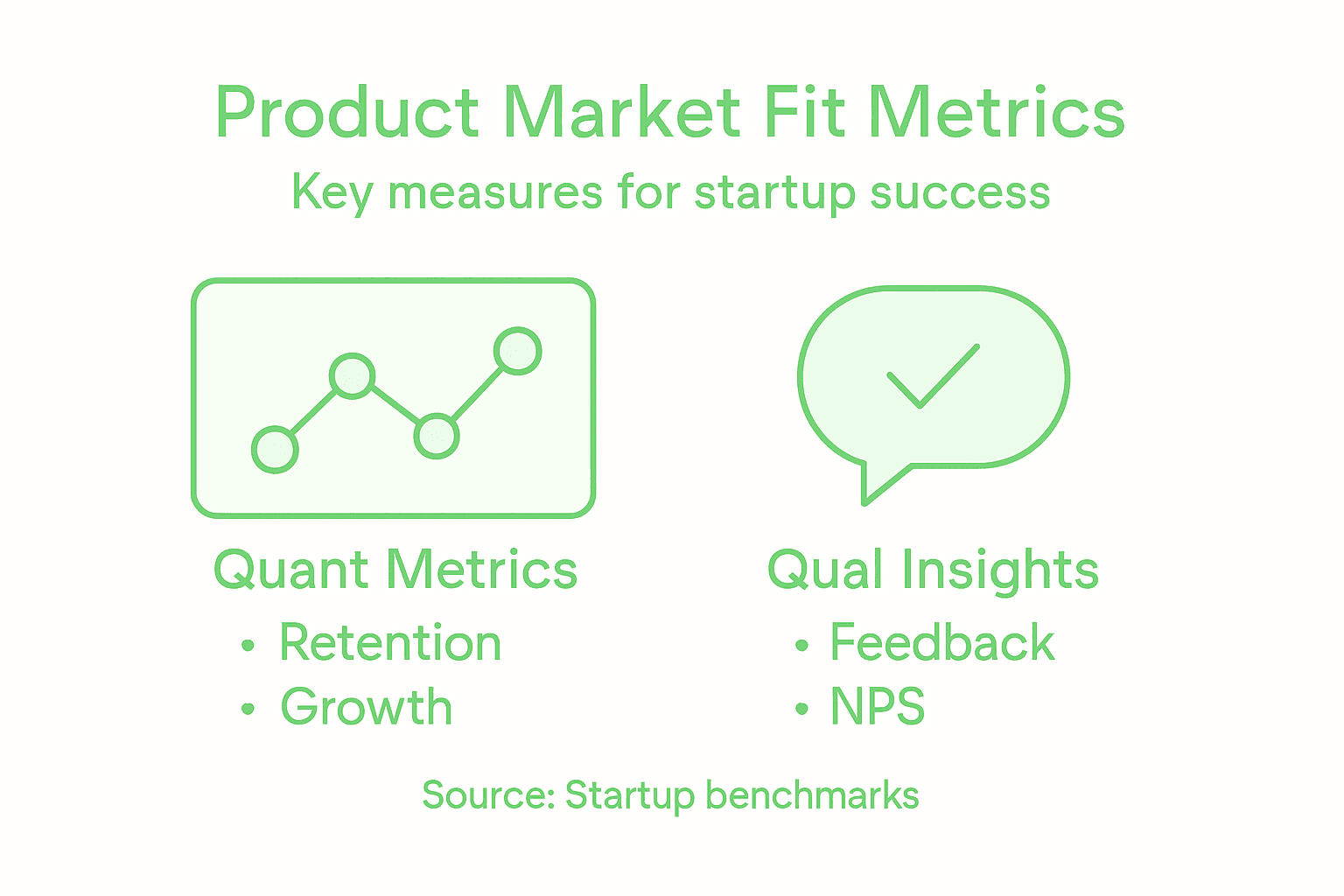 Infographic showing product market fit metrics overview