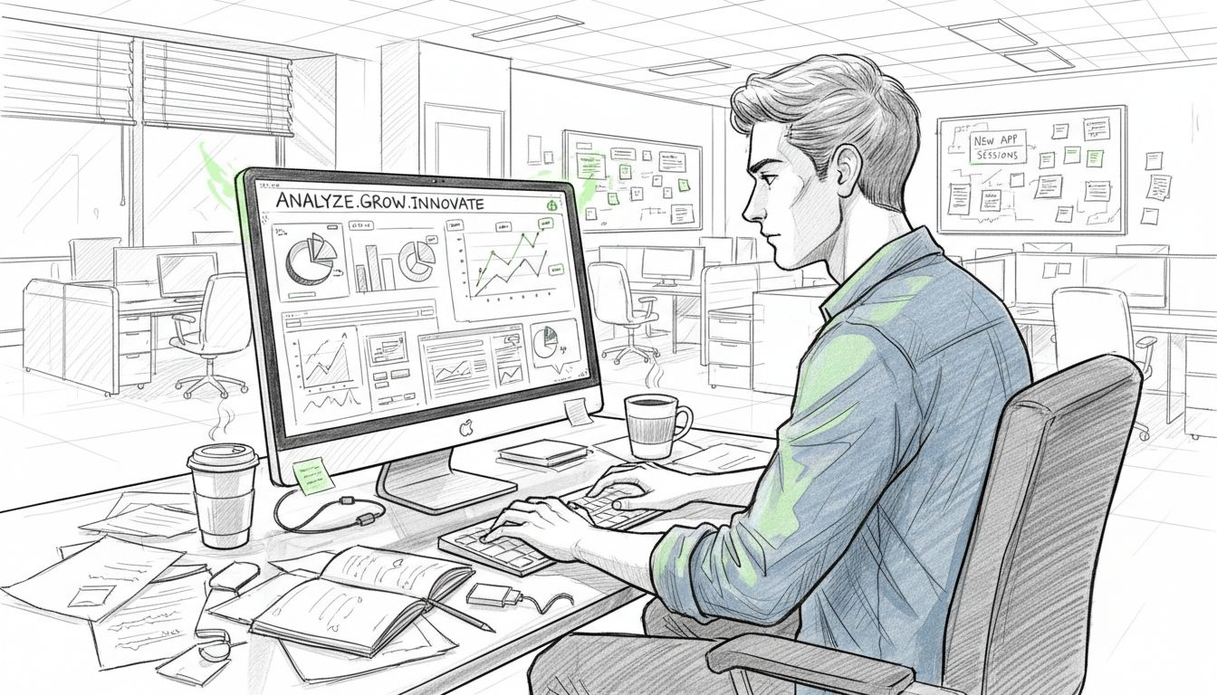 Founder checking dashboard with financial charts