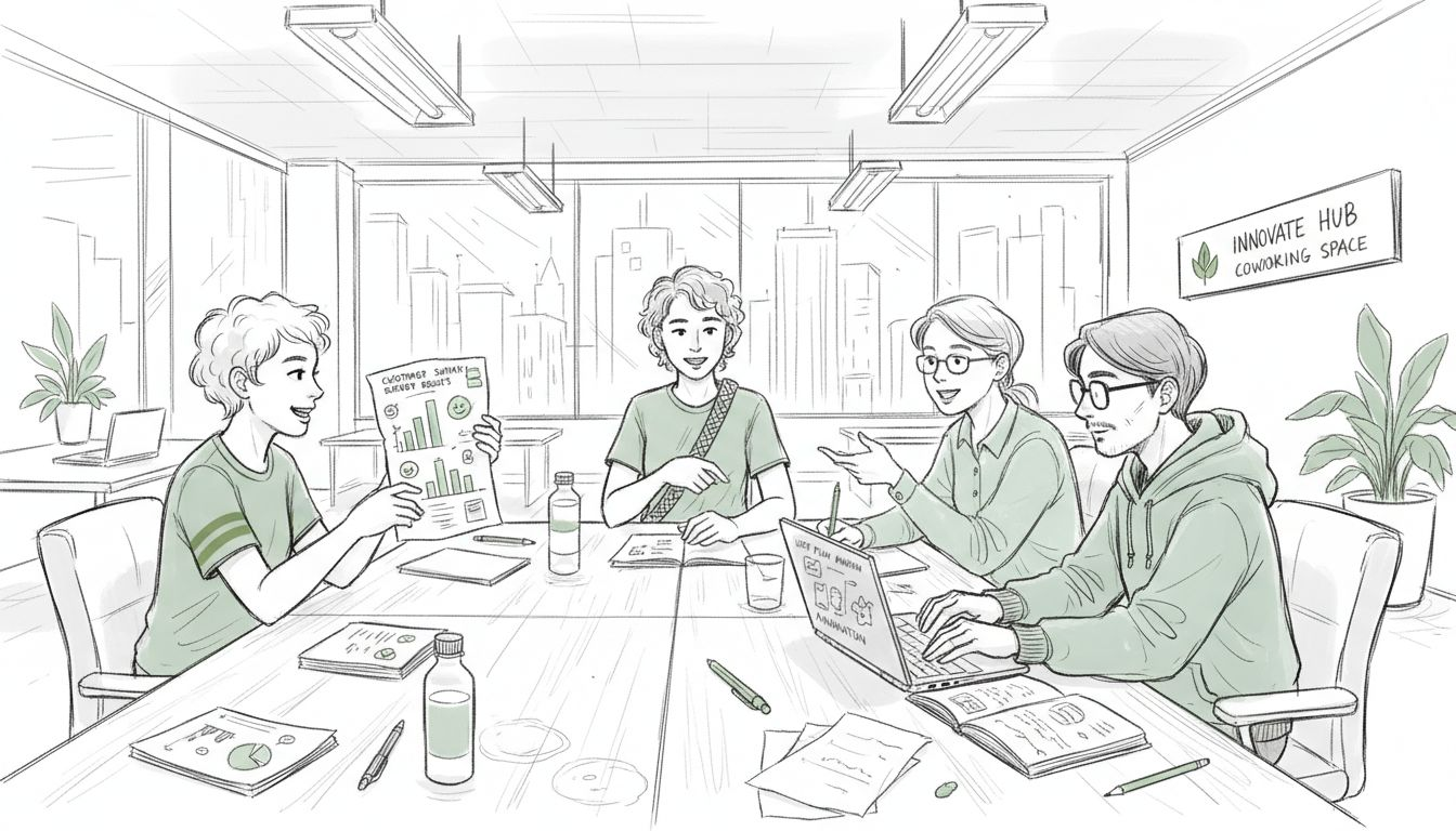 Startup team reviewing customer feedback in meeting