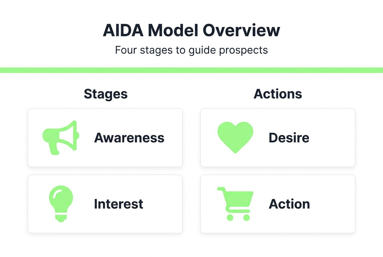 Infographic summarizing four AIDA stages