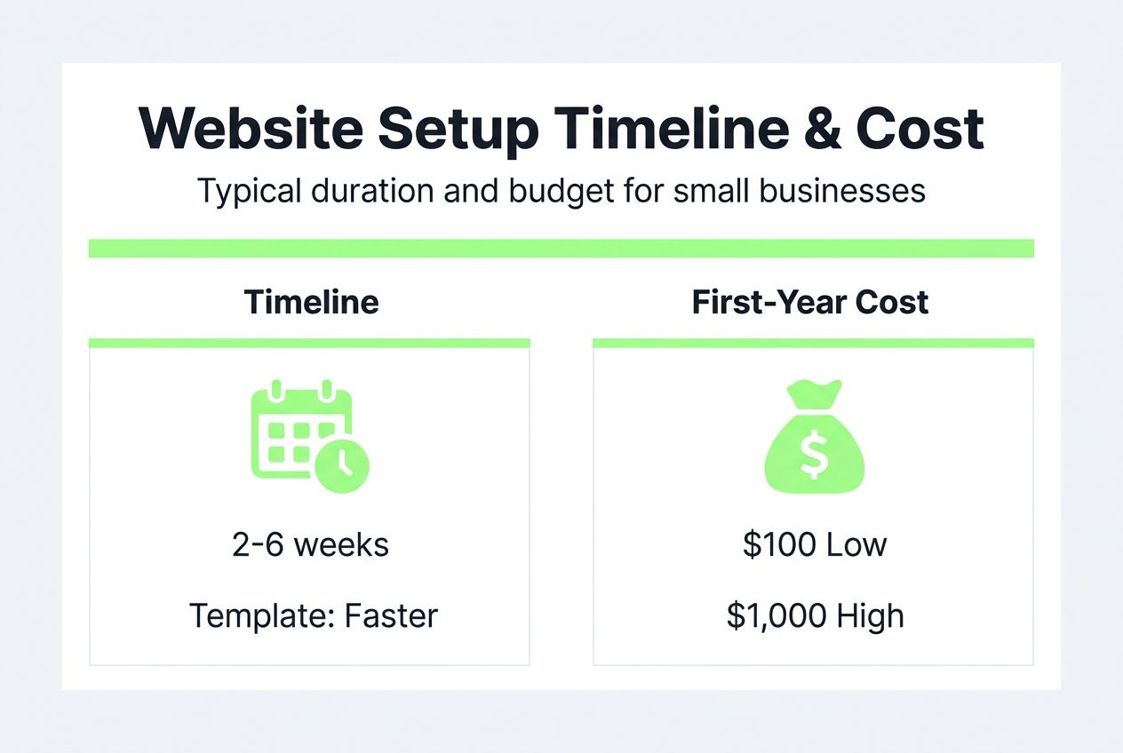 Infographic showing website setup cost and timeline
