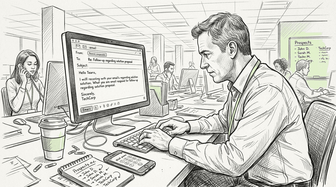 Salesperson targeting leads via email and phone