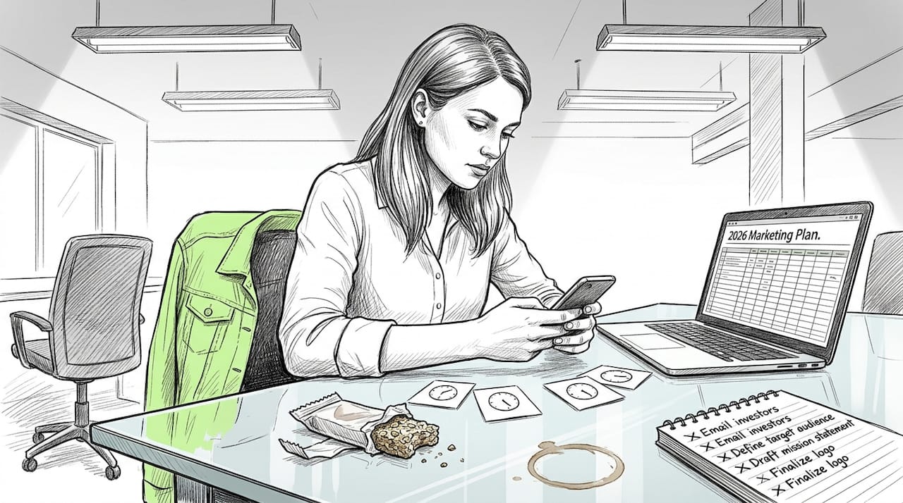 Founder using Pomodoro technique at work table
