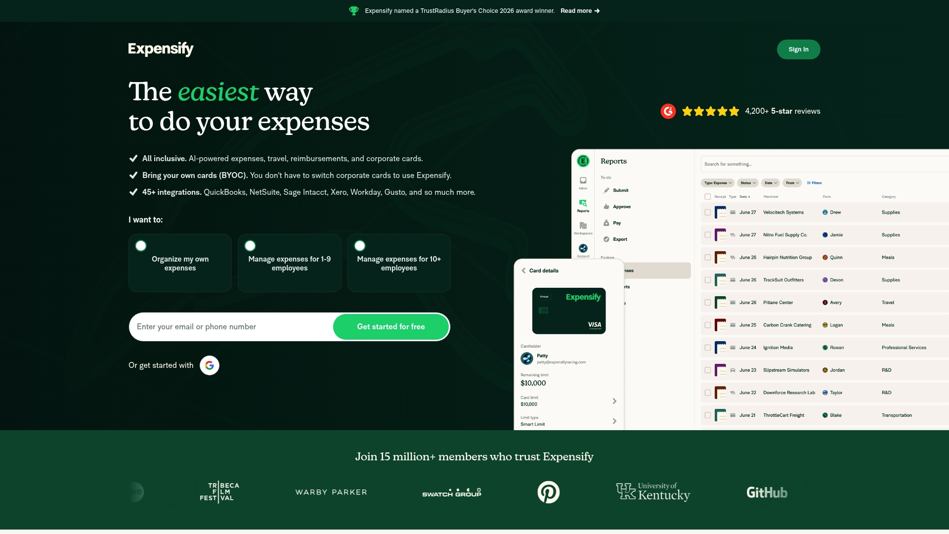 Product Screenshot one of the example to see which corporate credit card has the best expense tracking tools