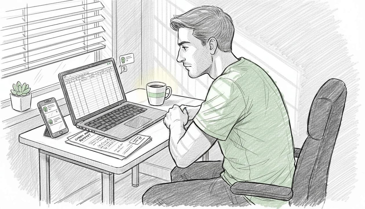 Startup founder viewing churn analysis spreadsheet