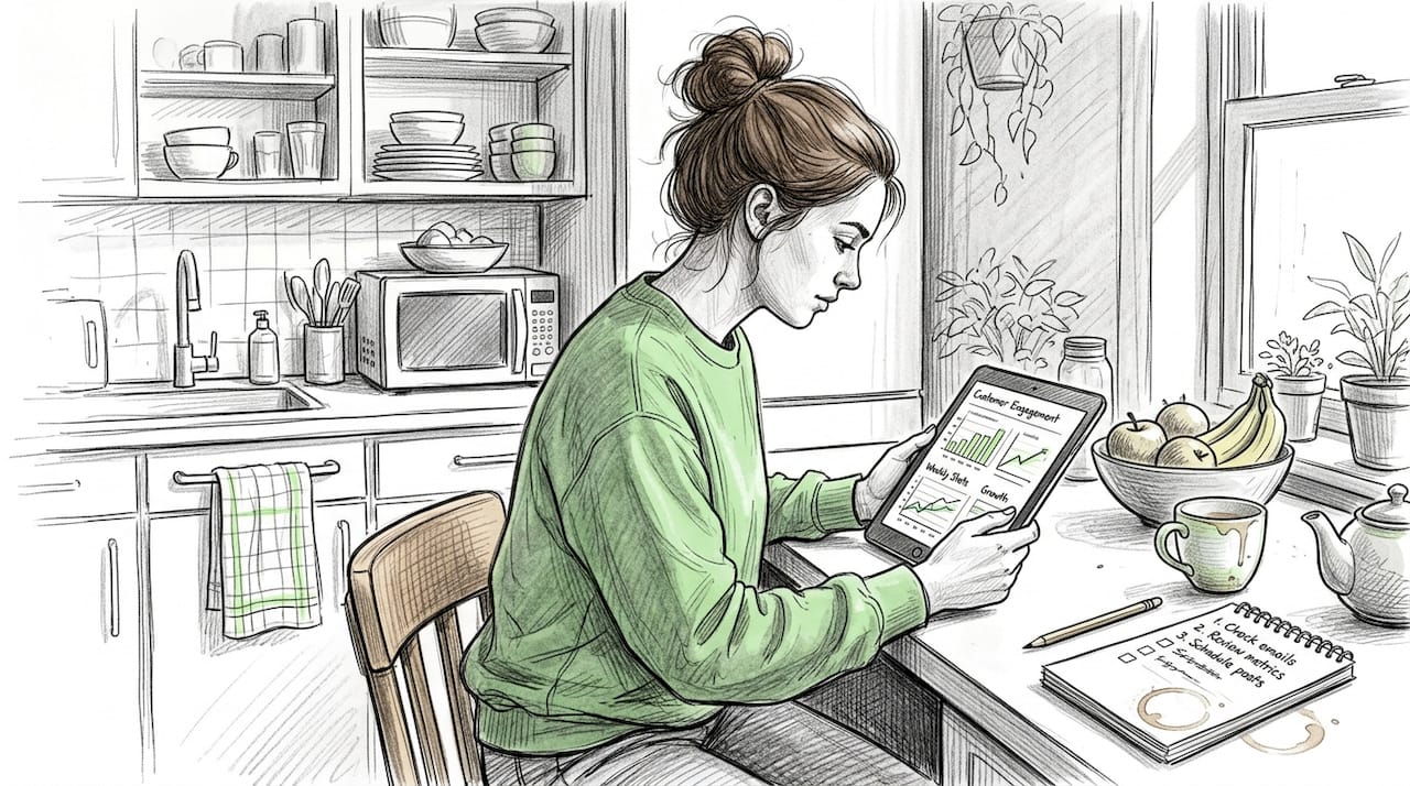 Woman checks AI-driven loyalty metrics