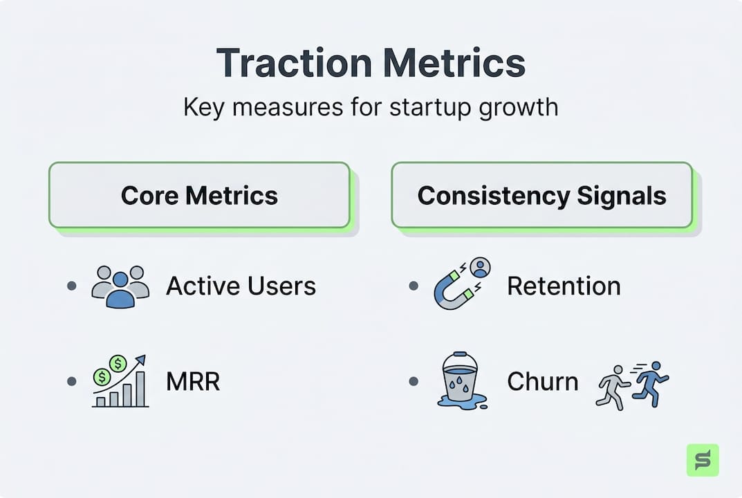 Infographic showing core traction metrics and signals