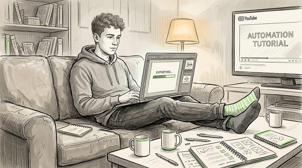 Man exporting AI-powered side hustle design