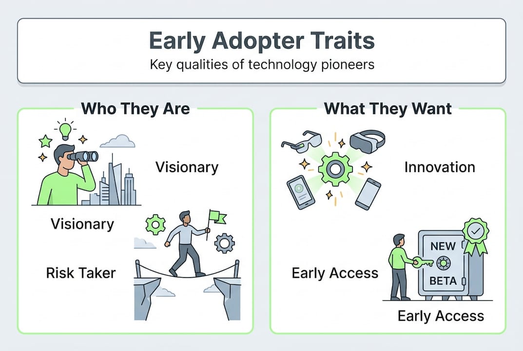 Infographic showing key early adopter traits