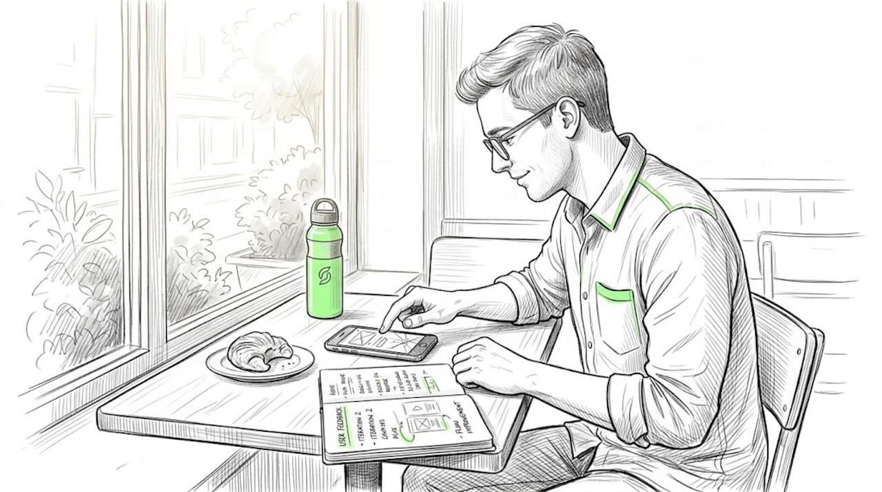 User testing MVP product in café