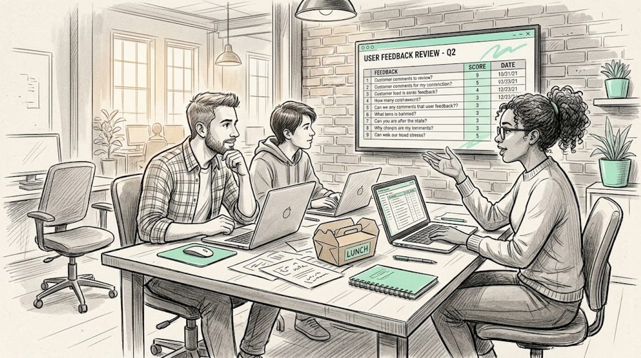Team discusses SaaS product user feedback
