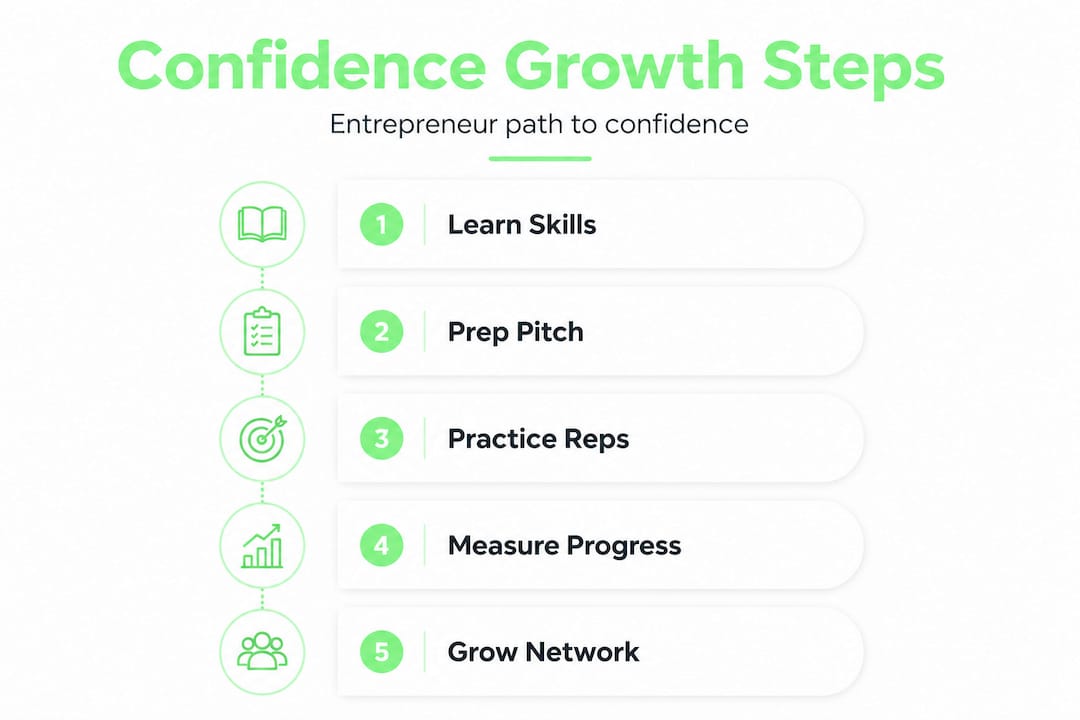 Infographic showing steps to build entrepreneurial confidence