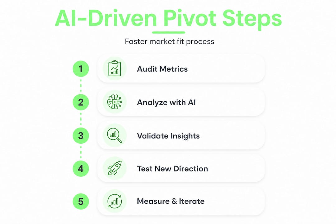 Infographic showing five steps for AI-driven pivot