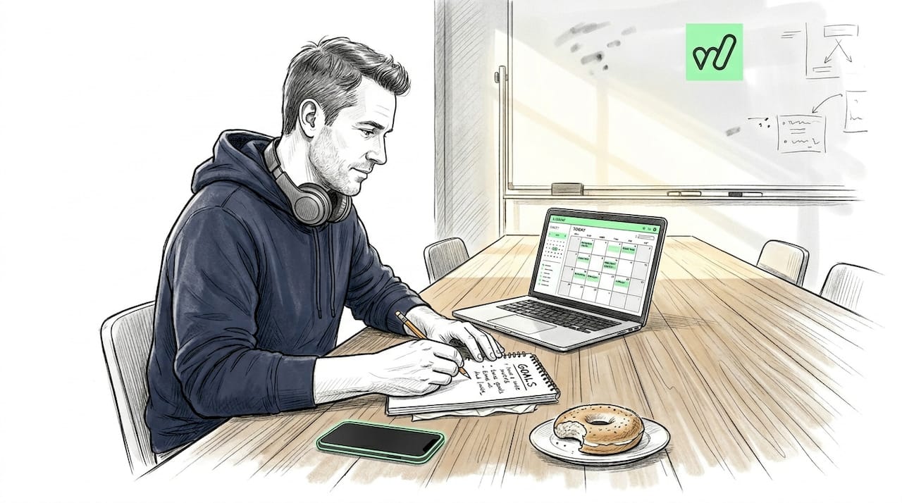 Founder setting business goals in workspace