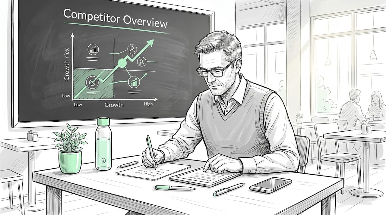 Man analyzing competitor business data