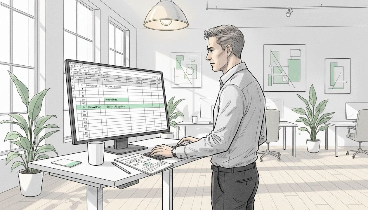 Analyst working on customer segmentation spreadsheet