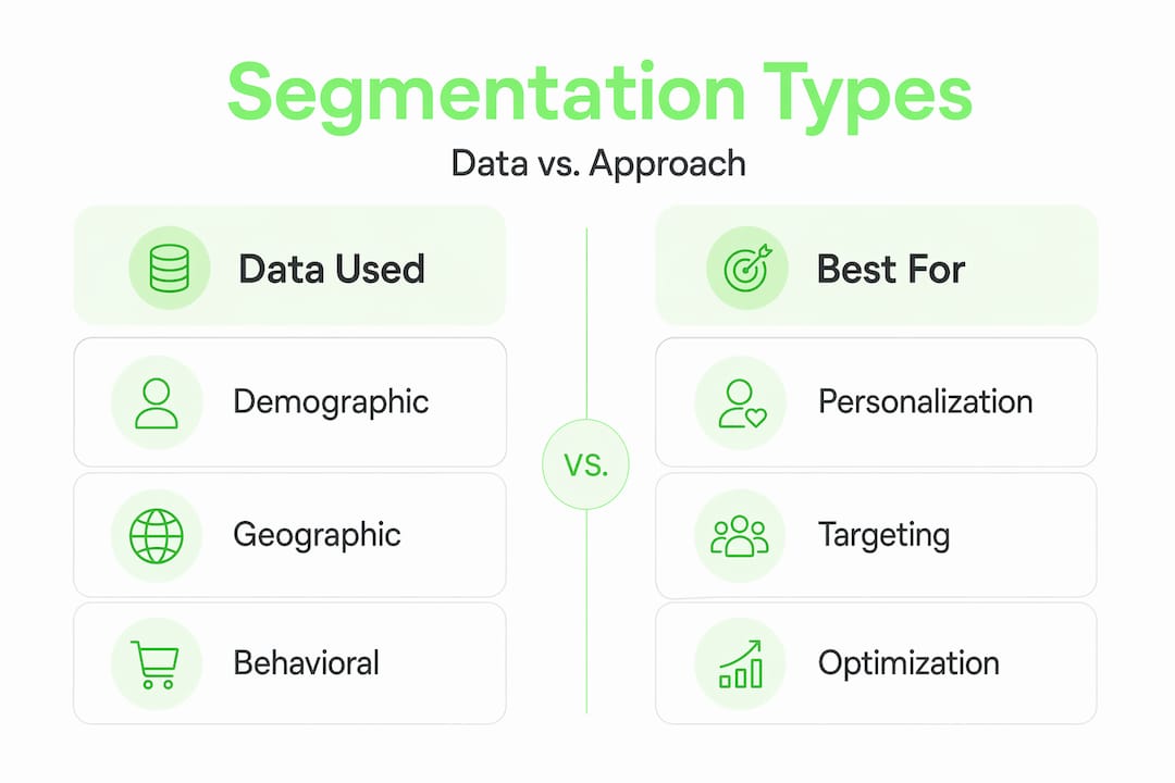 Infographic comparing customer segmentation types