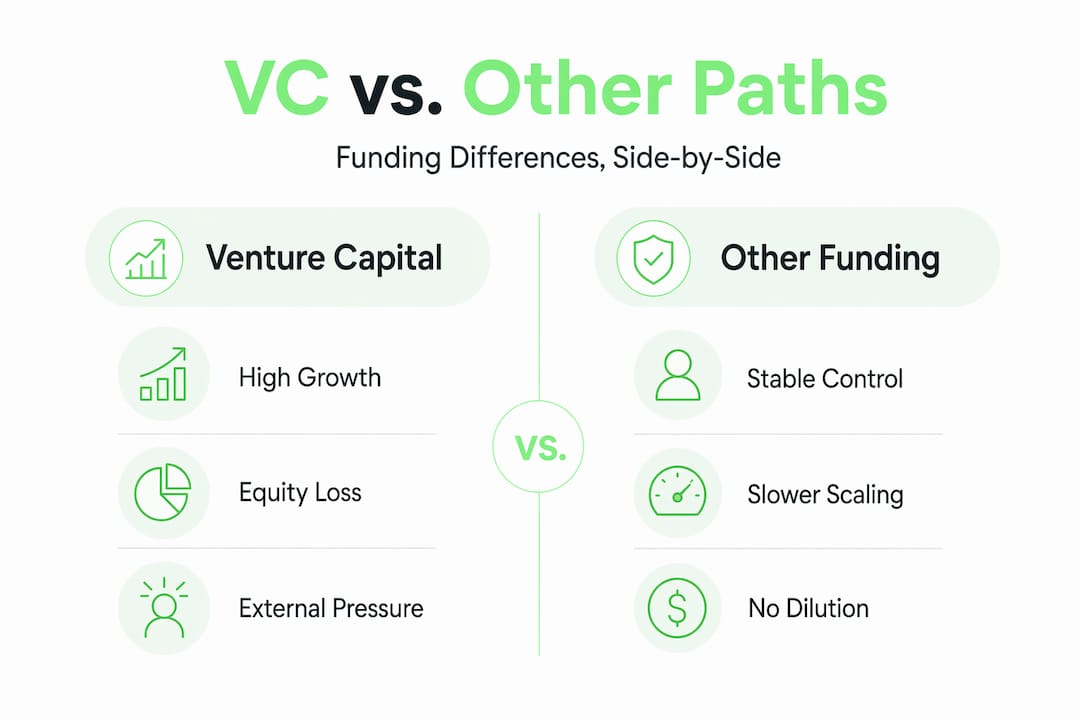 Infographic comparing venture capital to other funding