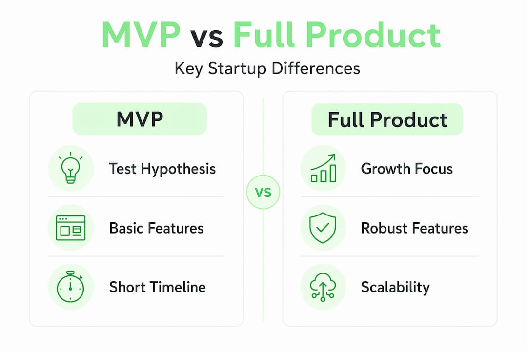 Infographic comparing MVP and full product features