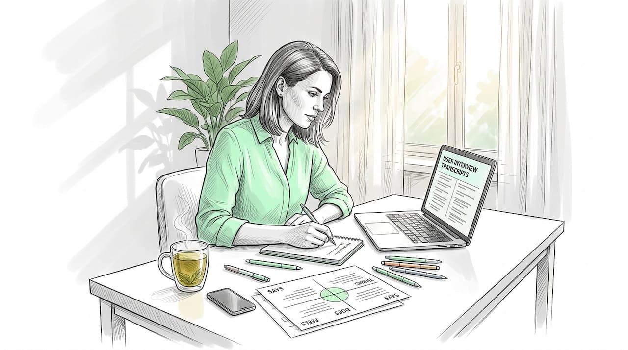 Woman framing problem statement from user research
