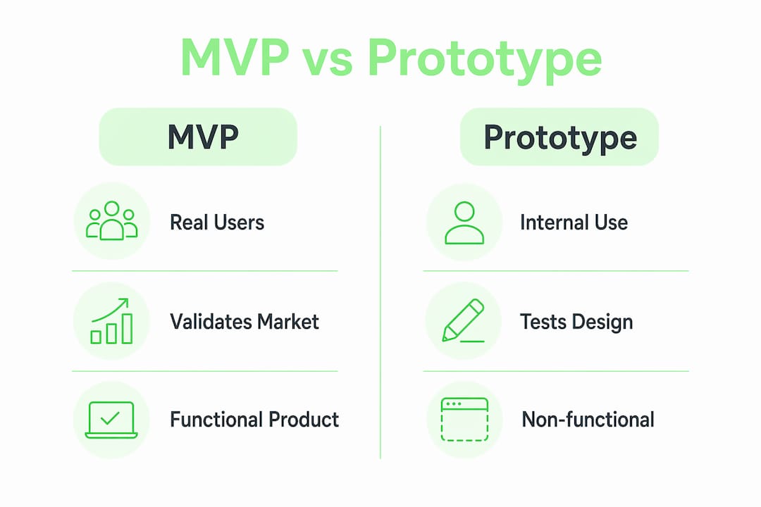 Infographic comparing MVP and prototype features