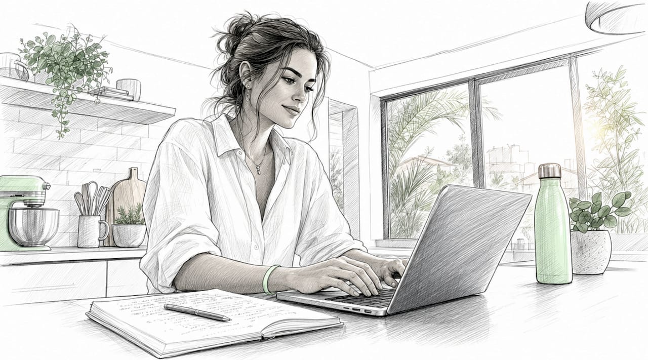 Entrepreneur working on digital marketing at home desk
