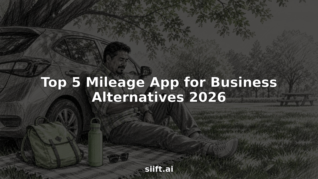 Small business owner using mileage app in car
