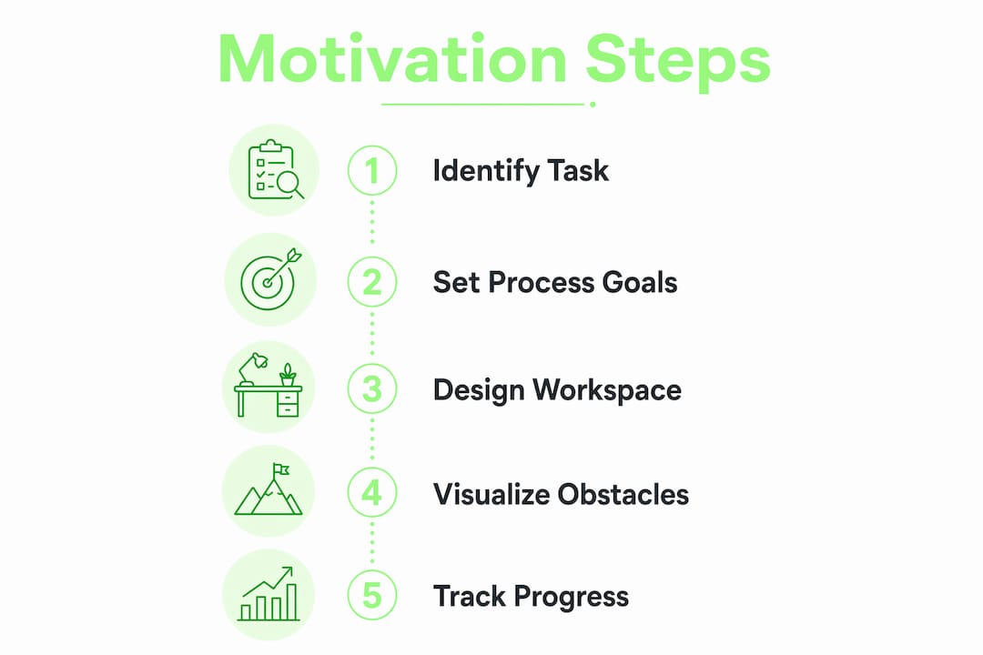 Infographic illustrating motivation strategies steps
