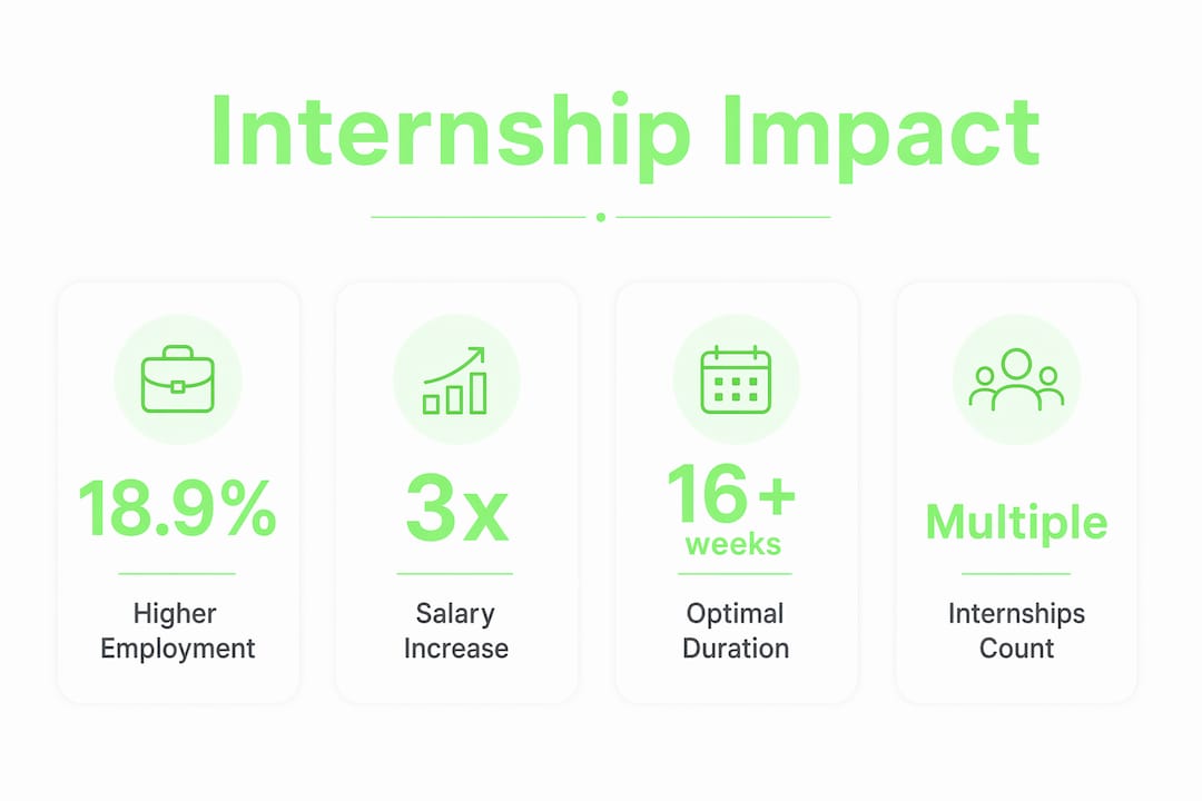 Infographic showing key internship career impact statistics