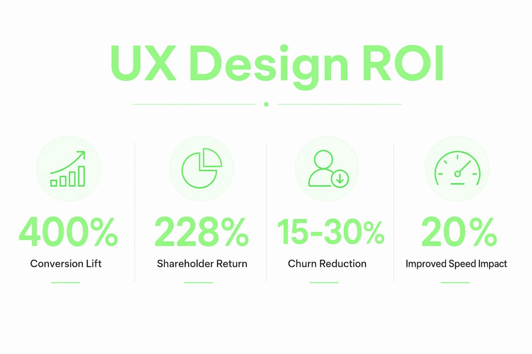 Infographic of key UX design ROI statistics