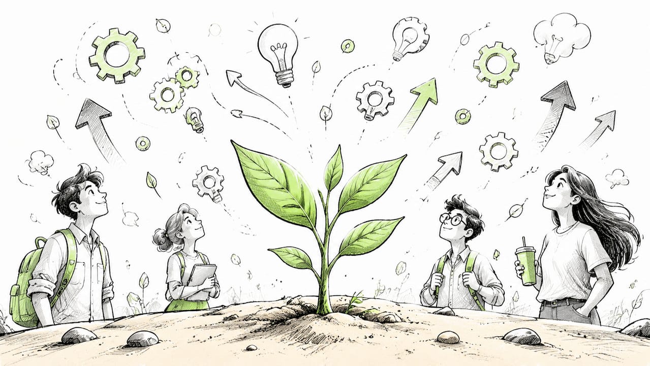 Symbolic animated graphic of startup growth sprout