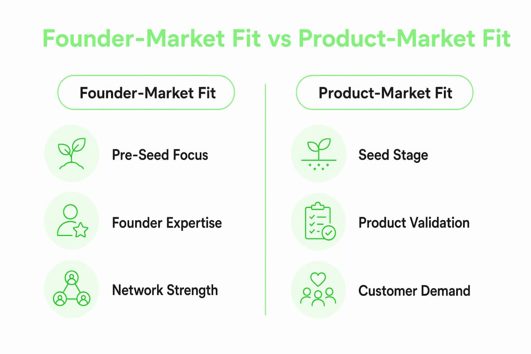Infographic comparing founder-market fit and product-market fit