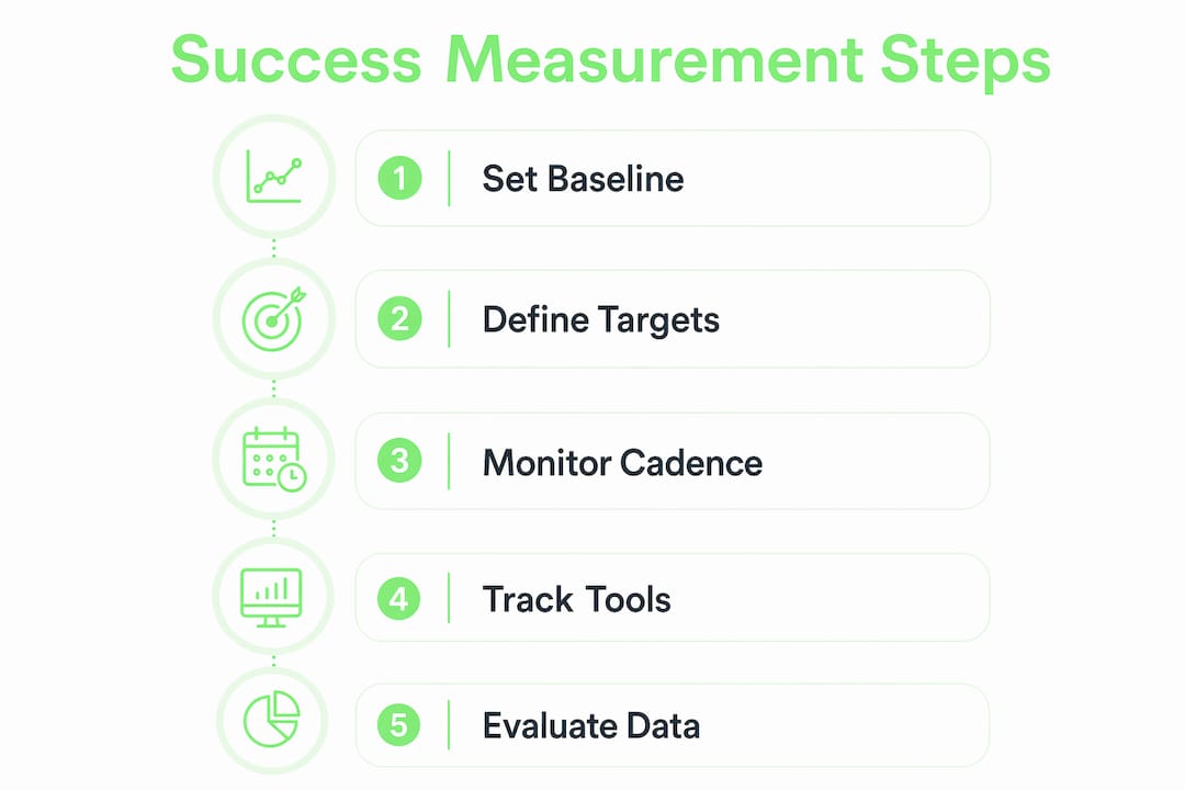 Infographic showing five key steps for measuring business success