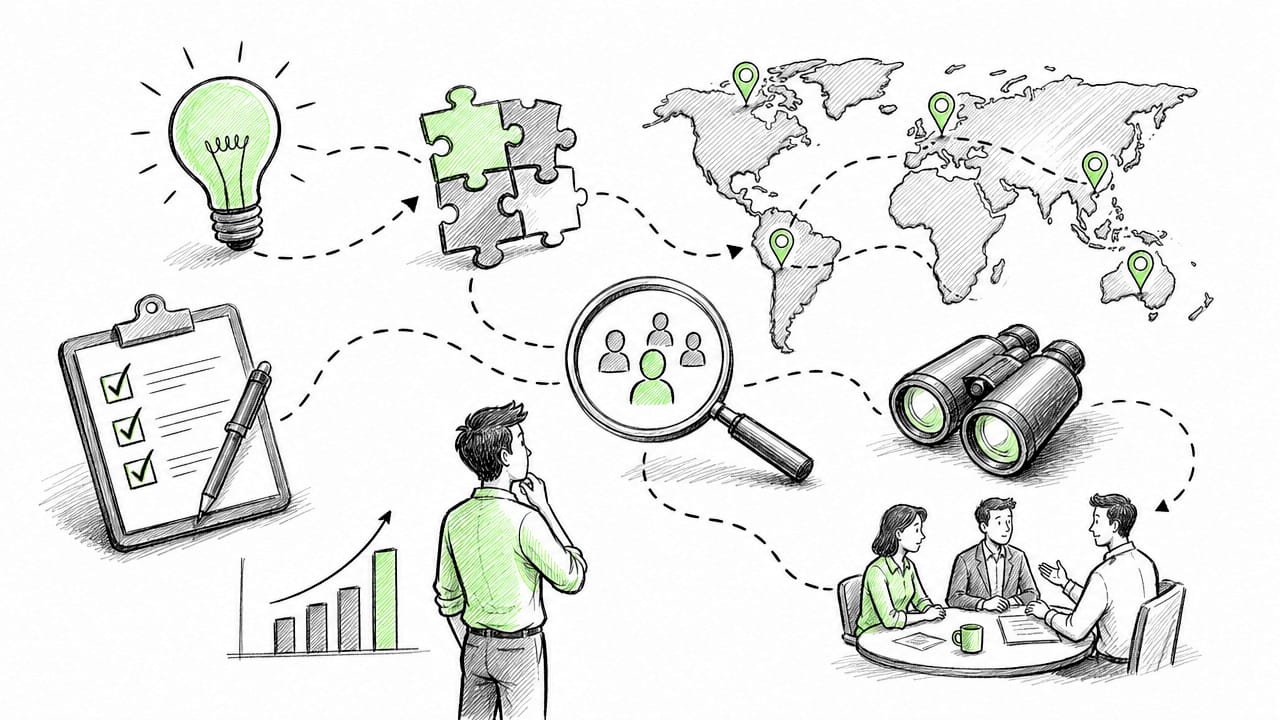 Symbolic icons showing competitor identification process