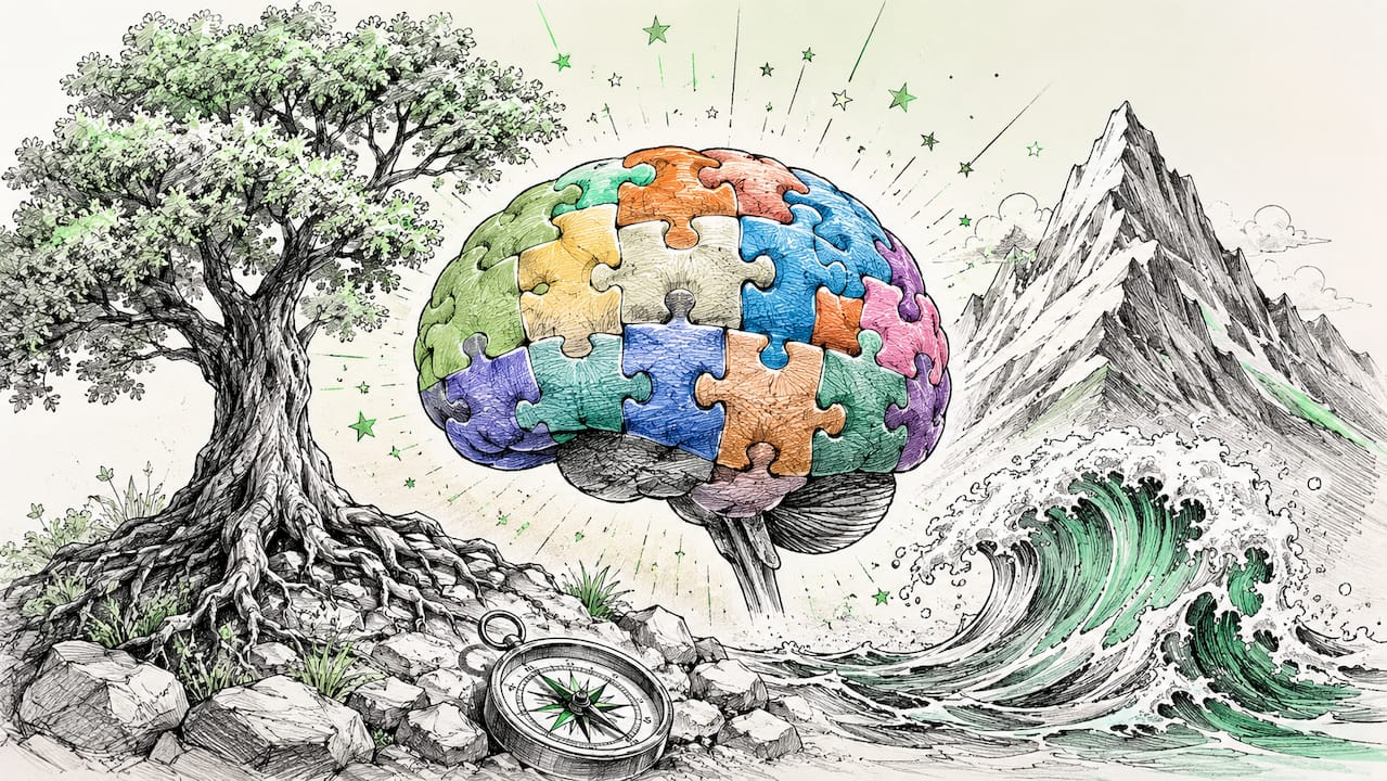 Cartoon symbolic illustration of emotional resilience