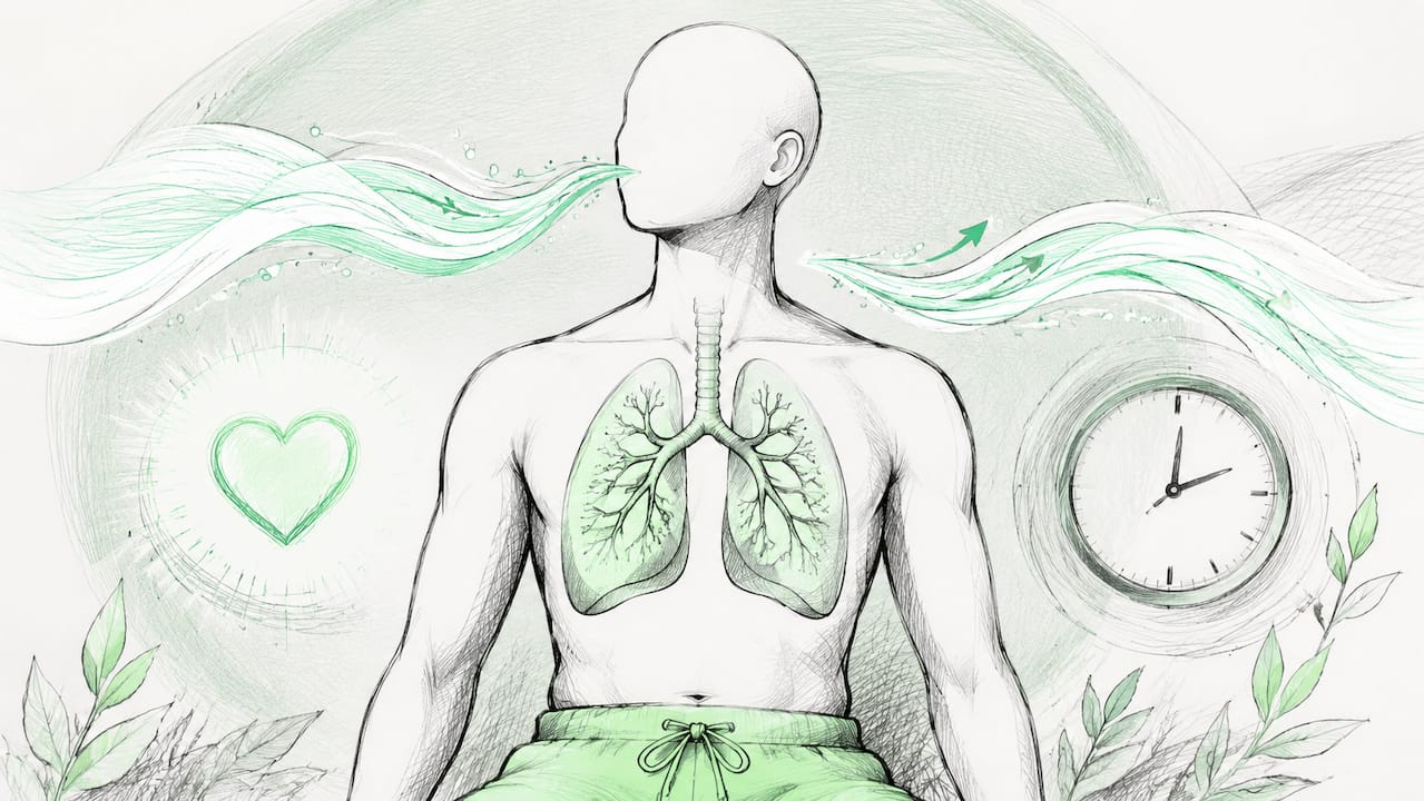 Cartoon illustration of paced breathing for calmness