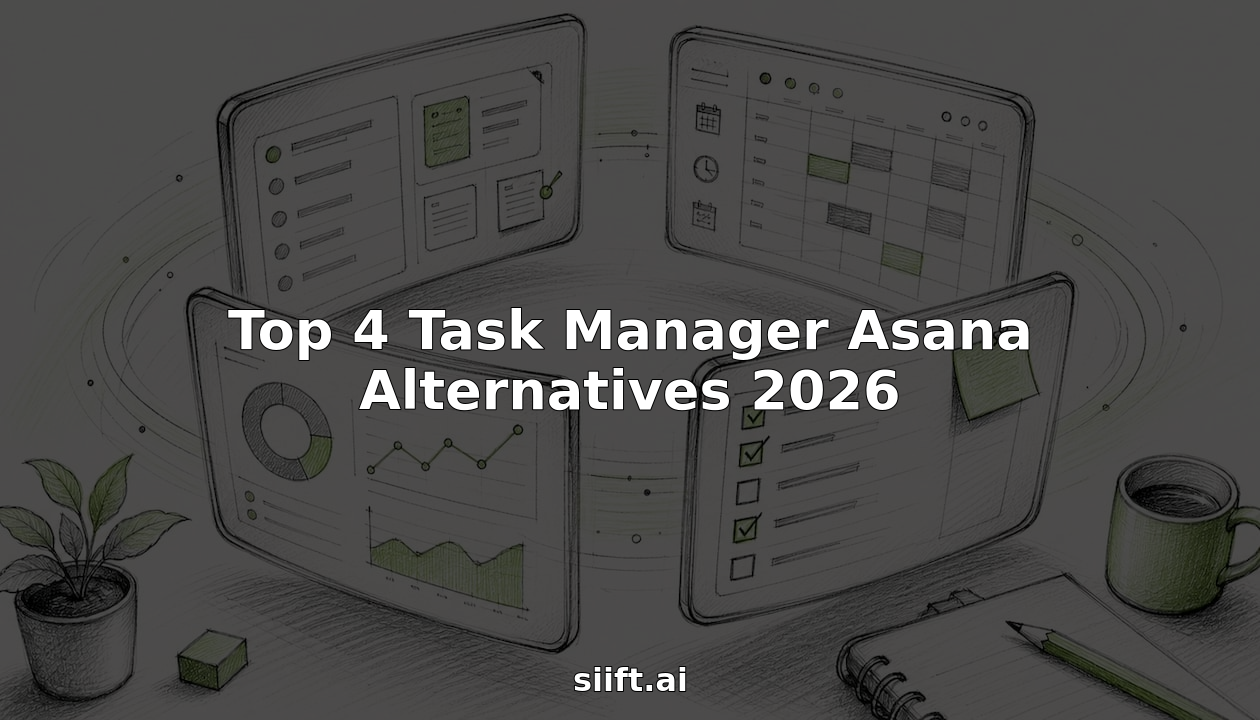 Cartoon digital dashboards representing task manager alternatives