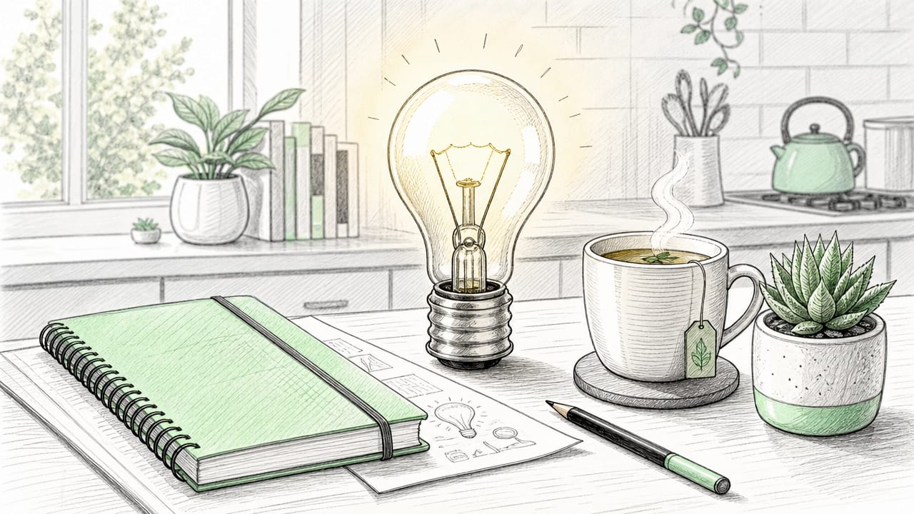 Cartoon symbolic lightbulb representing startup idea