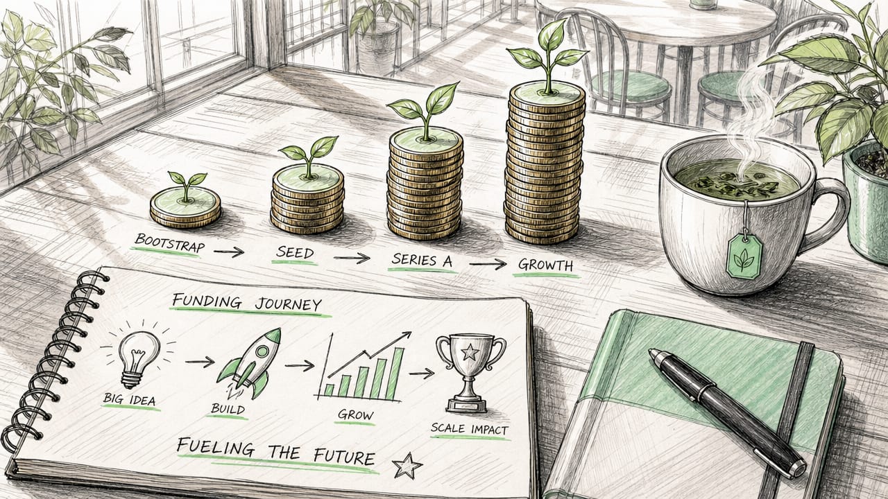 Cartoon stacks of coins depicting startup funding stages