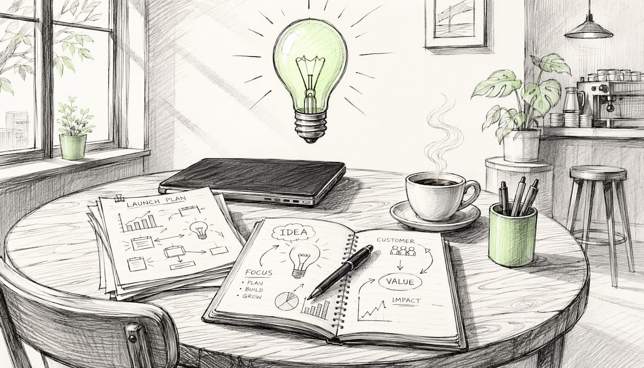 Cartoon symbolic entrepreneurship illustration
