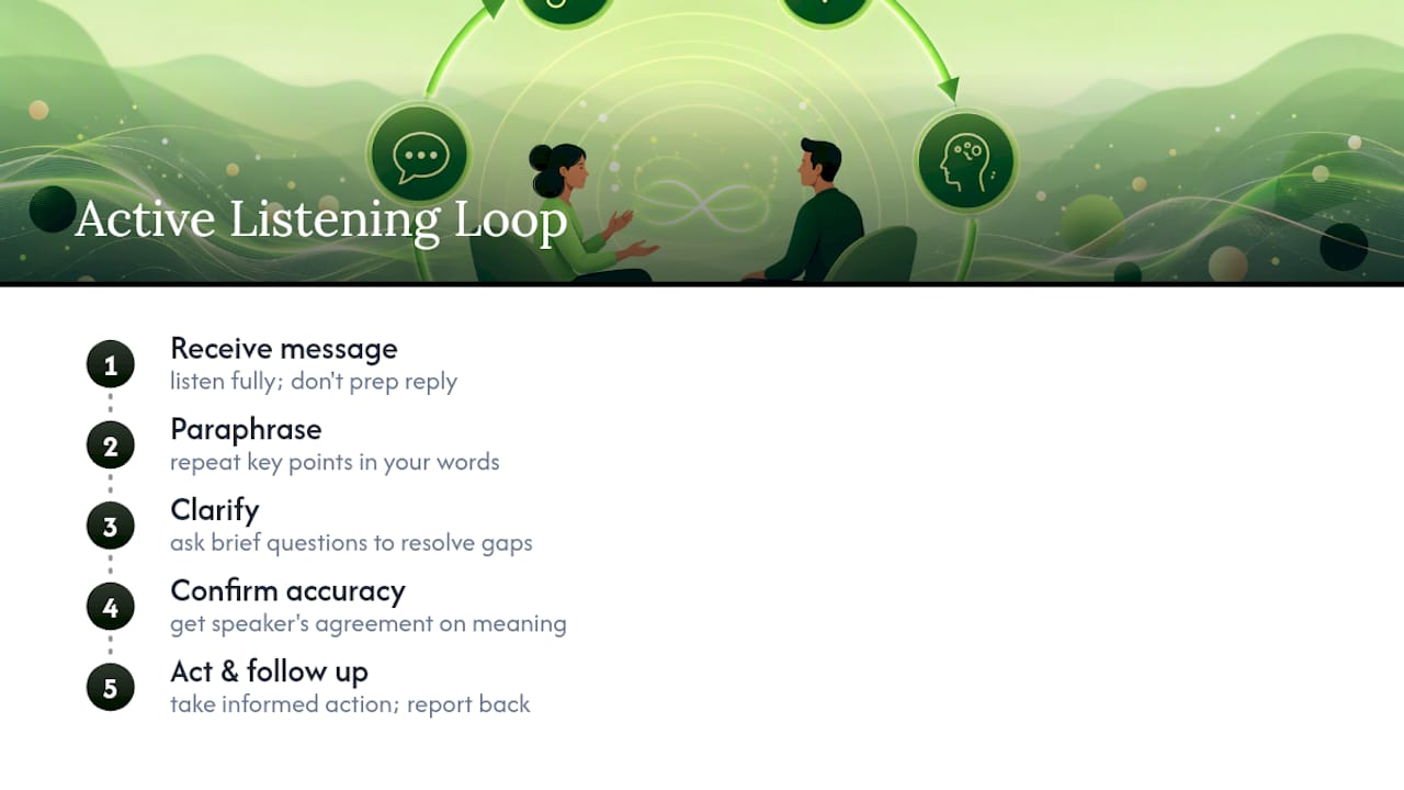 Diagram of active listening feedback loop steps