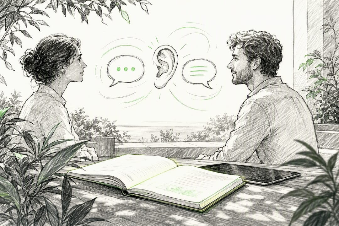 Abstract animation of active listening concept