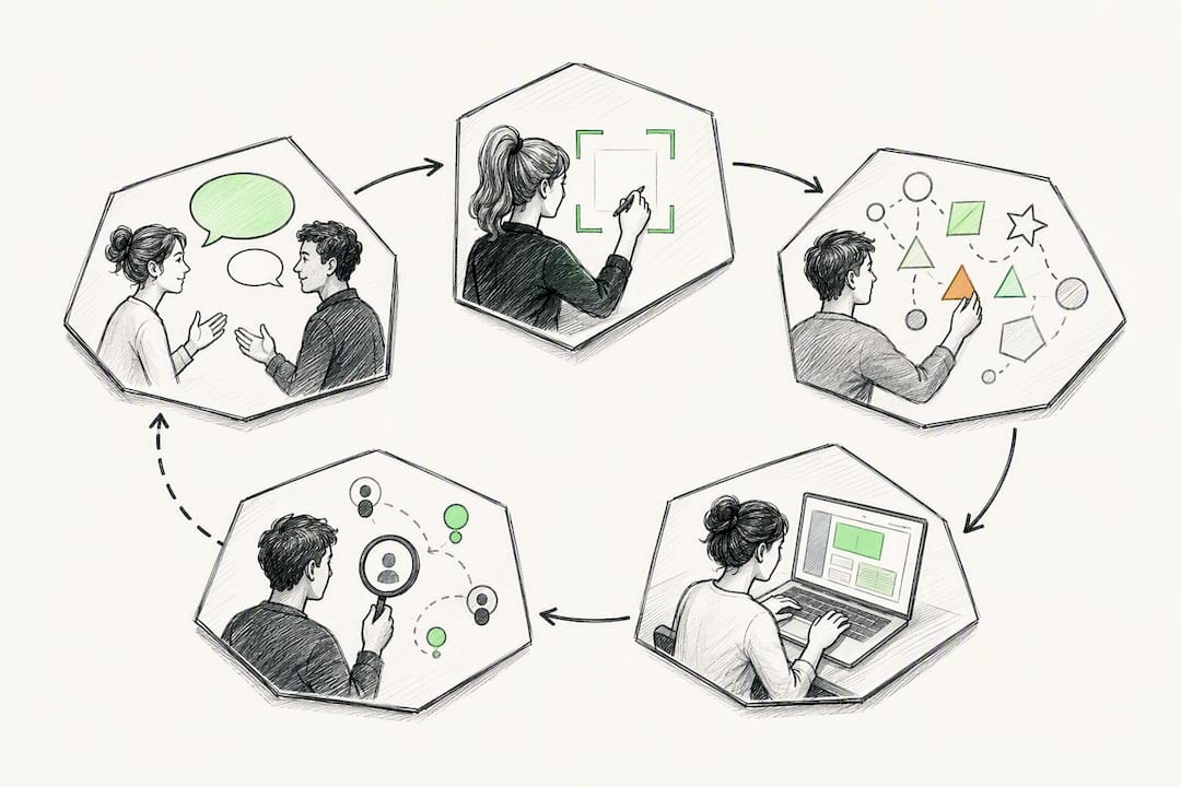 Five-stage design thinking sprint loop