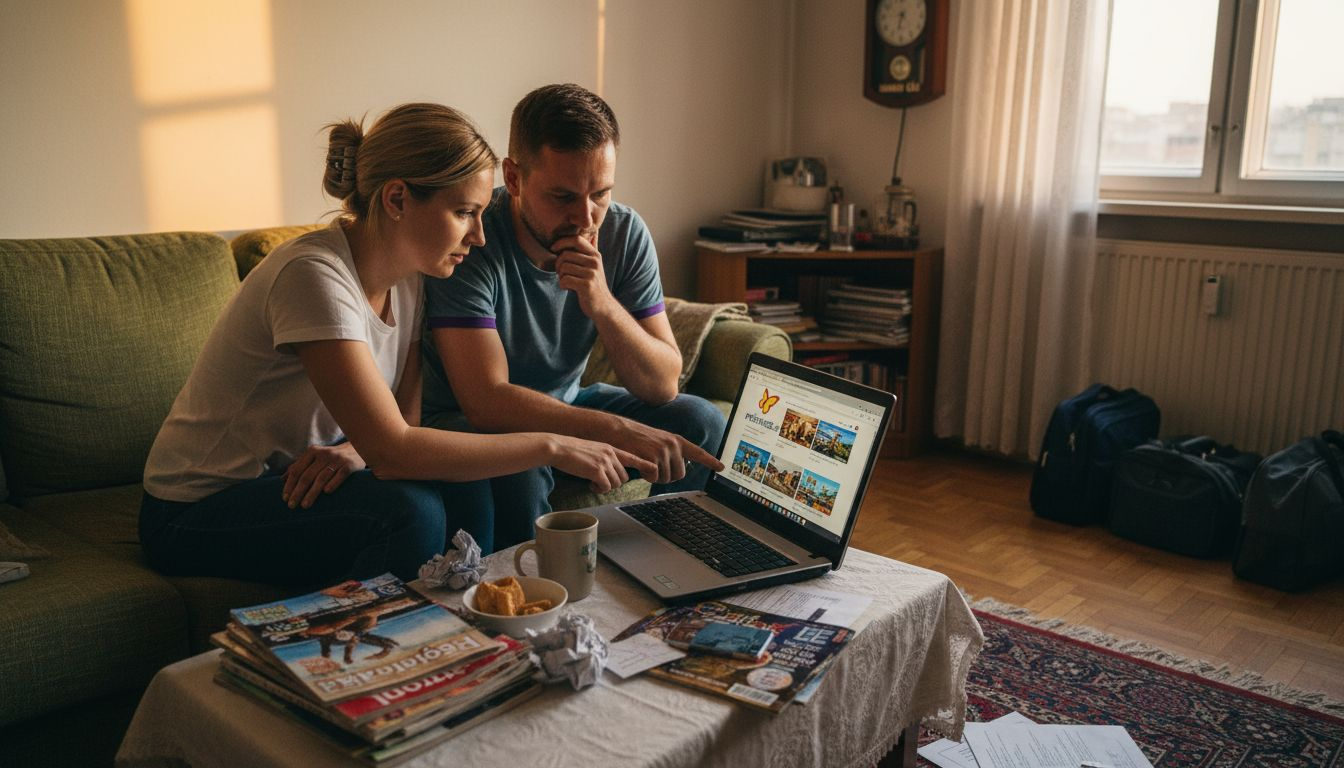 Par razmišlja, katero vrsto počitniškega paketa bi izbrala.
