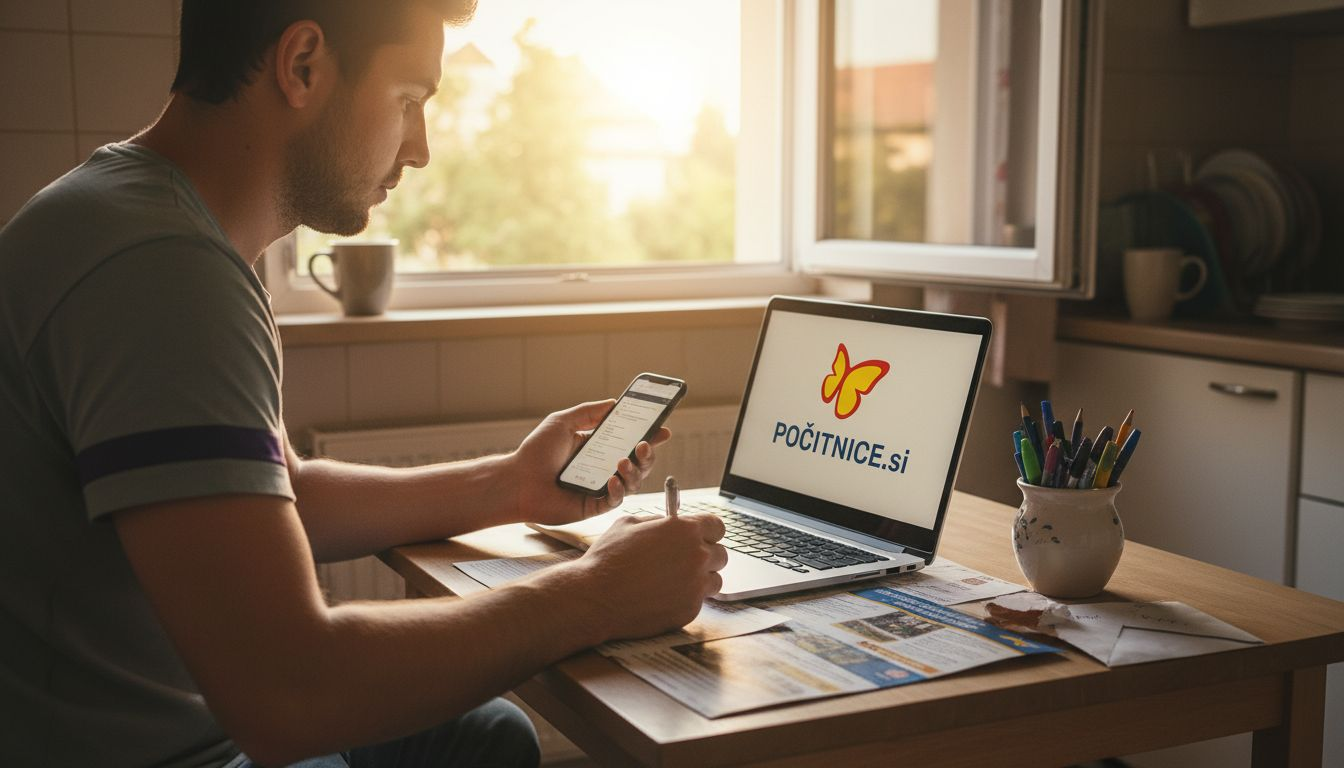 Znatiželjni mladi putnik istražuje najbolju destinaciju za svoj sljedeći odmor i uspoređuje različite opcije.